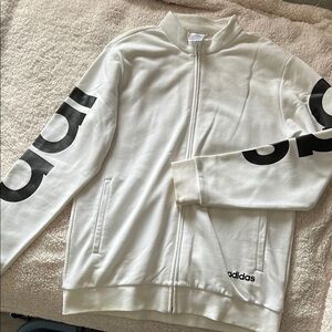 Adidas White Zip-Up Jacket with Black Logo